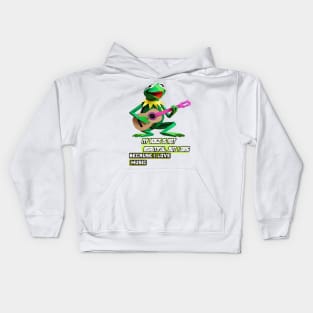 Kermit the Frog sings with guitar Kids Hoodie